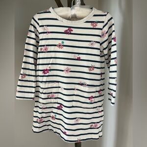 Crewcuts Striped Floral Kids Dress - Navy and Pink